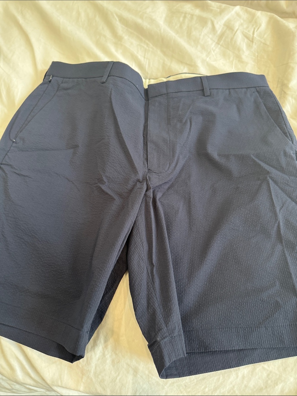 J. Crew Navy Textured Flat-Front Men's Seersucker Shorts